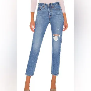 Levis Premium Wedgie Icon High Waist Distressed Jean Athens Asleep Blue size 29