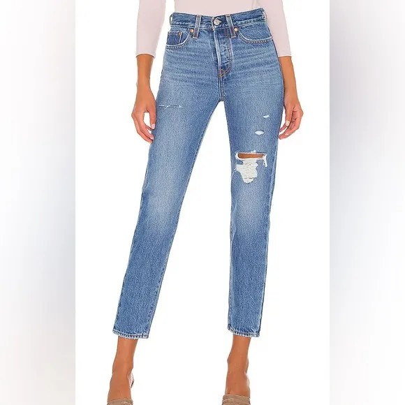Levis Premium Wedgie Icon High Waist Distressed Jean Athens Asleep Blue size 29