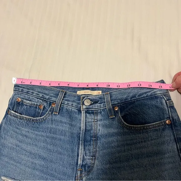 Levis Premium Wedgie Icon High Waist Distressed Jean Athens Asleep Blue size 29