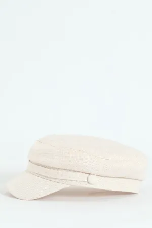 Linen-Look Baker Boy Hat - Cream