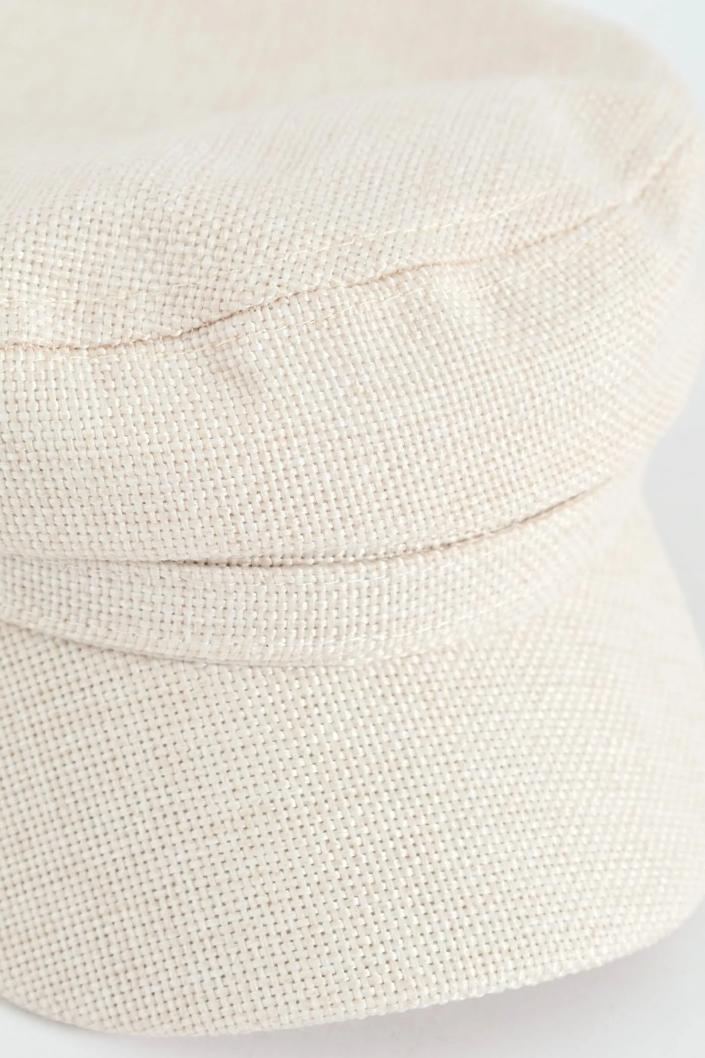 Linen-Look Baker Boy Hat - Cream