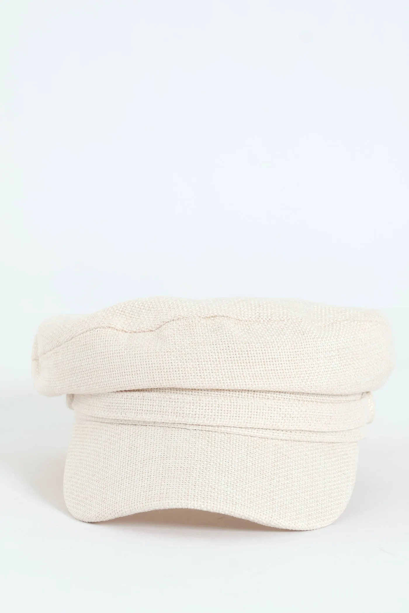 Linen-Look Baker Boy Hat - Cream