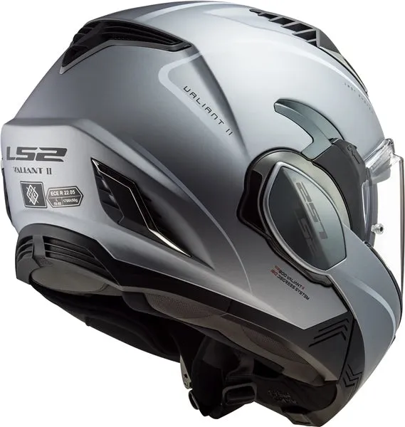 LS2 Valiant II Modular Motorcycle Helmet - Solid Special Matte Silver