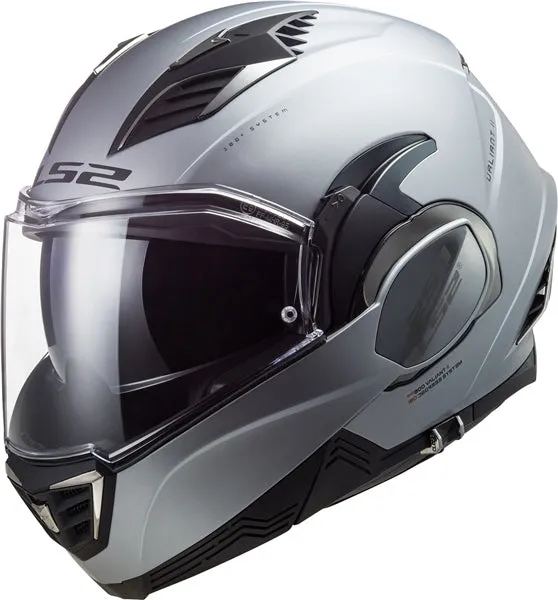 LS2 Valiant II Modular Motorcycle Helmet - Solid Special Matte Silver