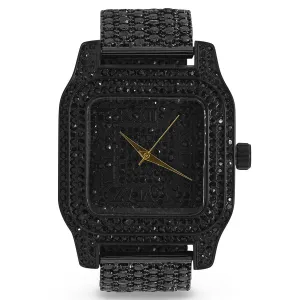 Luxury Ice Black CZ Custom Metal Band Watch