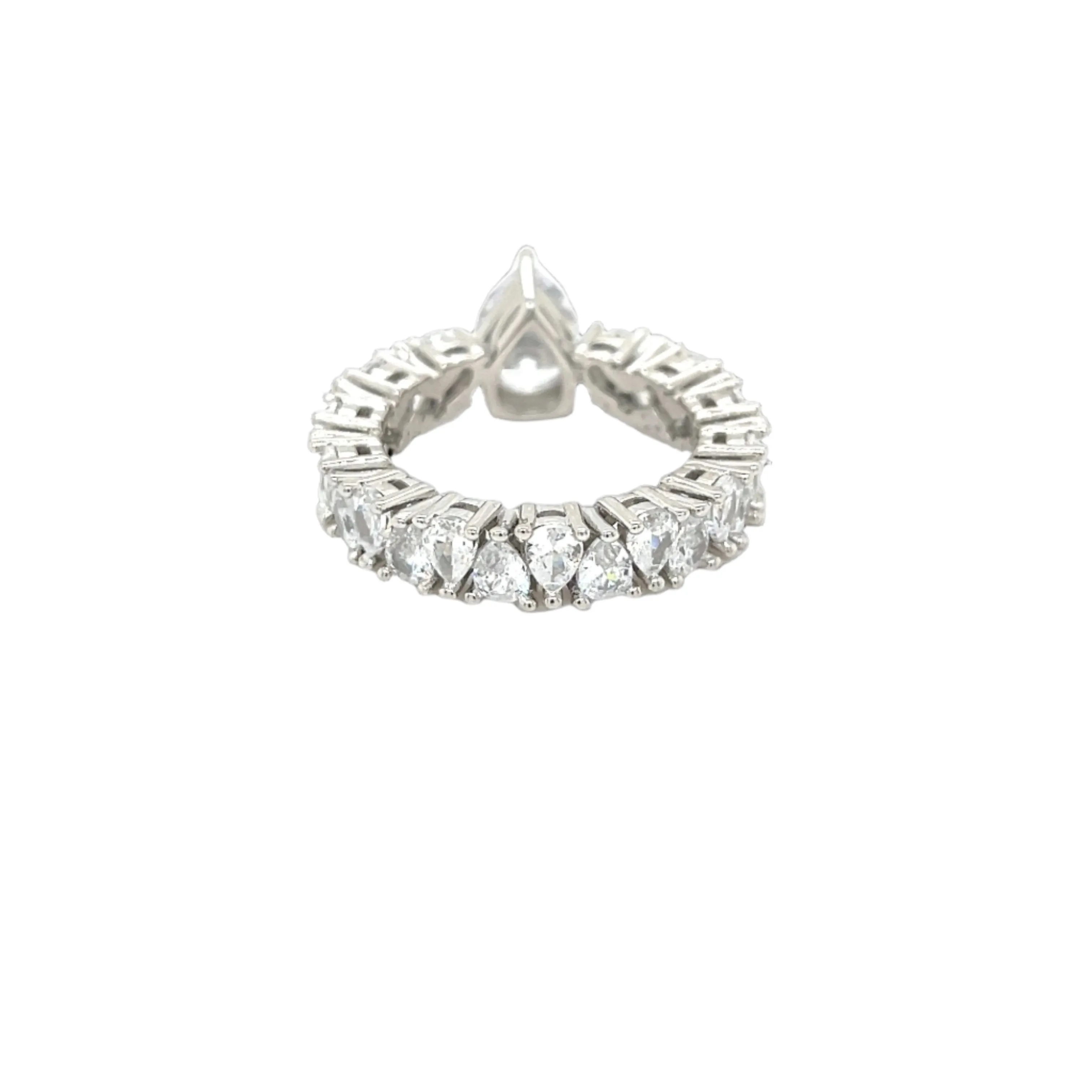 Luxury Pear-Cut Sterling Silver Eternity Ring with Cubic Zirconia - C102779