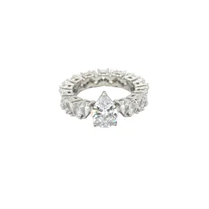Luxury Pear-Cut Sterling Silver Eternity Ring with Cubic Zirconia - C102779