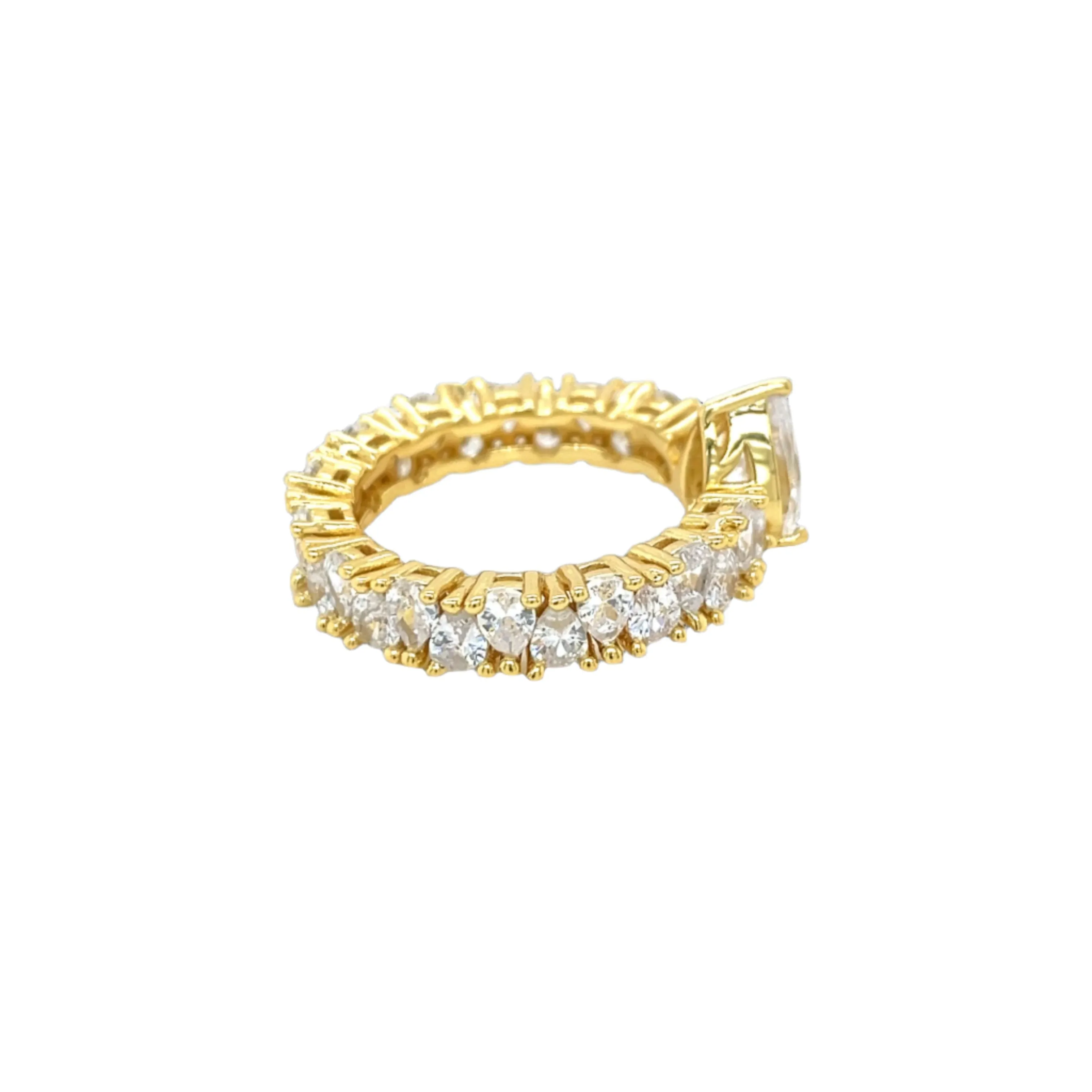 Luxury Pear-Cut Sterling Silver Eternity Ring with Cubic Zirconia - C102779