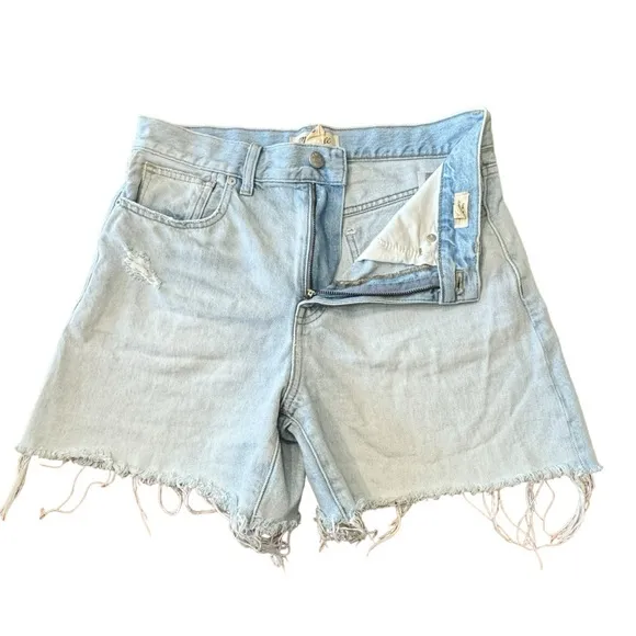 Madewell The '90s Mid-Length Jean Short in Pearlman Wash Distressed Women’s 27