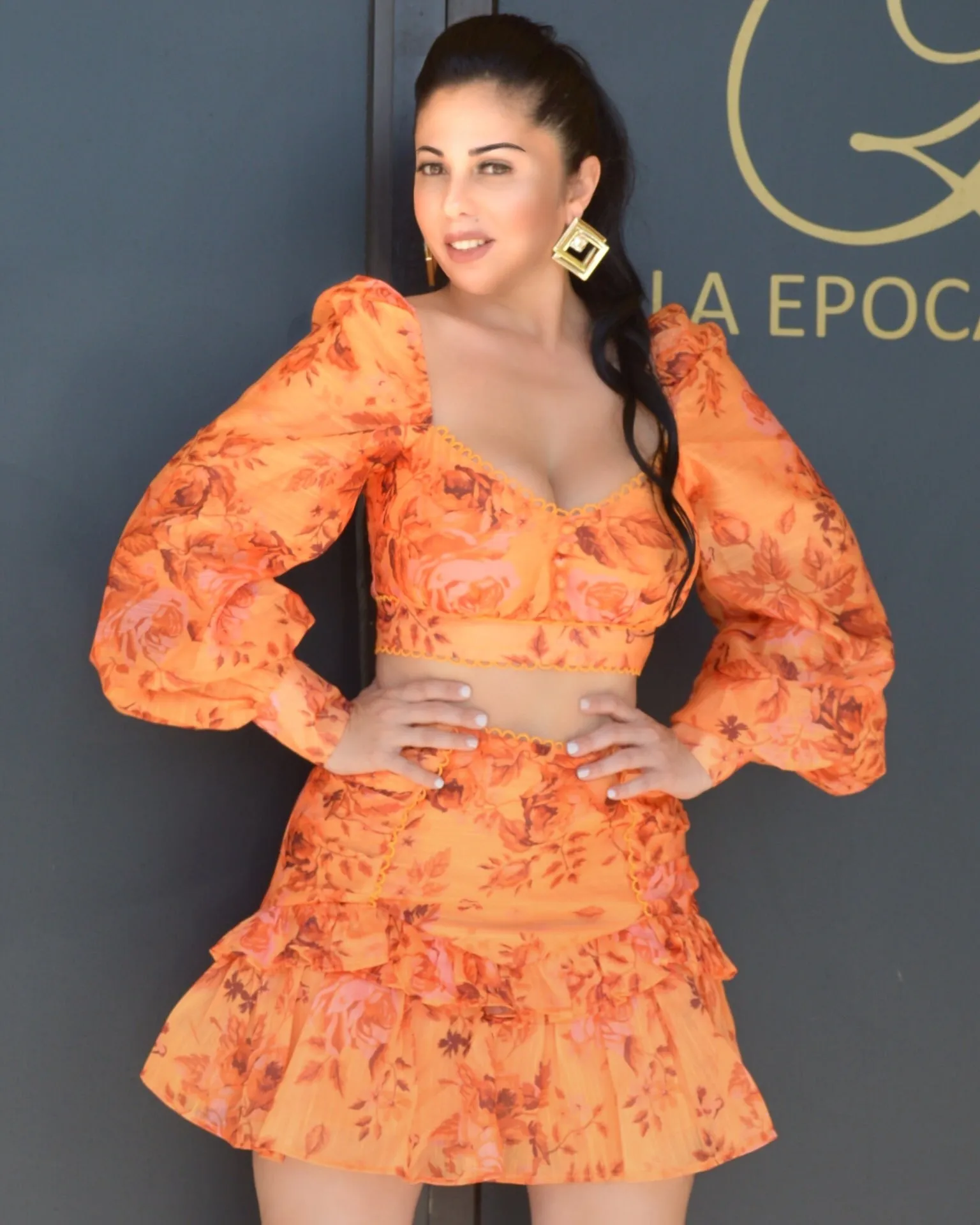 Make Me Certify Orange Floral Skirt Set