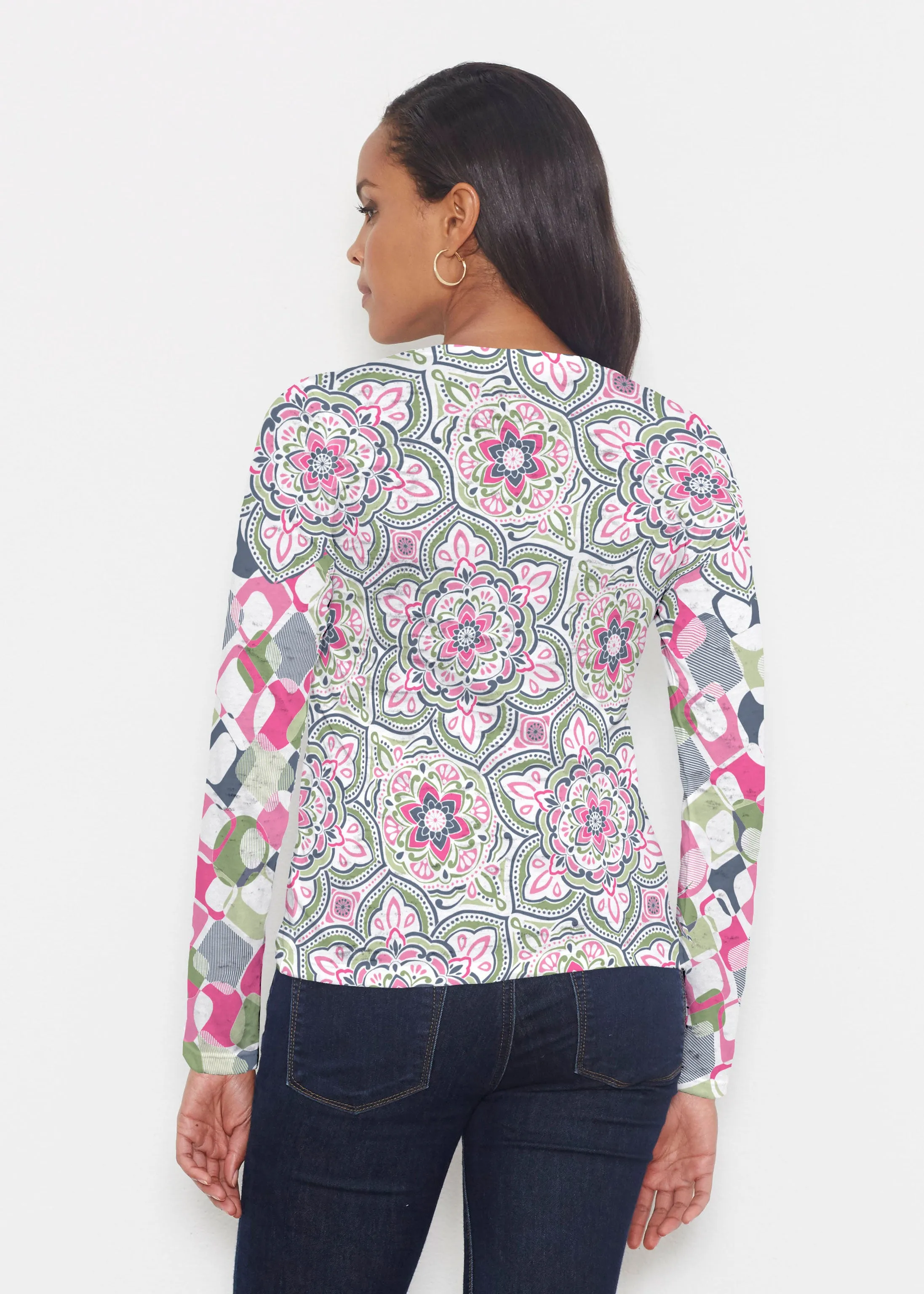 Mandala Geo Blue (13503) ~ Signature Long Sleeve Crew Shirt