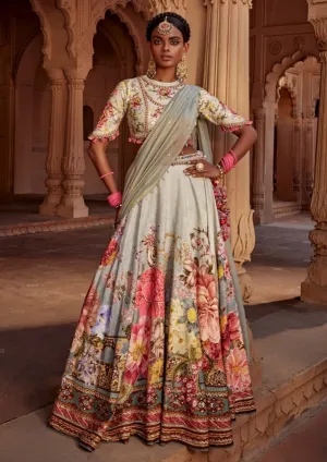 Manya aqua floral lehenga set