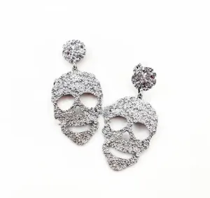 Metal Skull Gaspy Silver Plated Earrings 200-03 | Erika Williner Designs