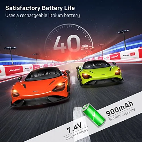 MIEBELY McLaren 765LT RC Car, 1/12 Scale Genuine McLaren Remote Control Car – 2.4GHz McLaren Toy Car with Detachable Steering Ring – Max Speed 12km/h – Realistic Design with Functional Lights (Orange)