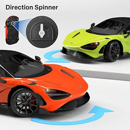 MIEBELY McLaren 765LT RC Car, 1/12 Scale Genuine McLaren Remote Control Car – 2.4GHz McLaren Toy Car with Detachable Steering Ring – Max Speed 12km/h – Realistic Design with Functional Lights (Orange)