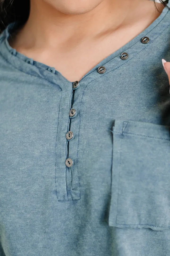 Mineral Wash Comfy Knit Top | Denim