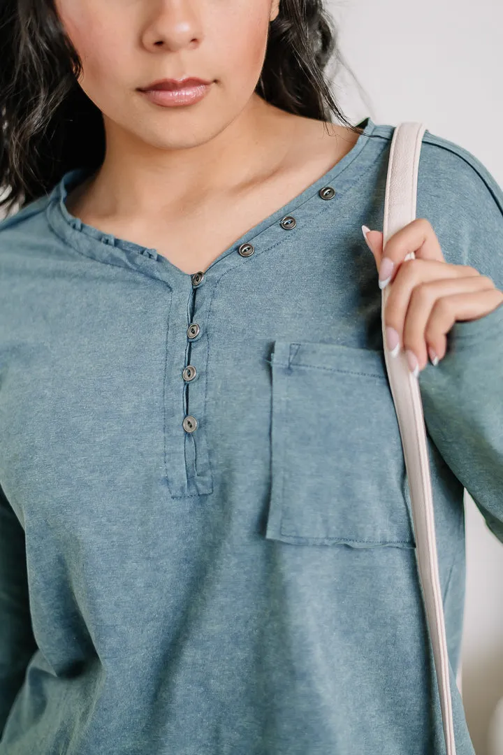 Mineral Wash Comfy Knit Top | Denim