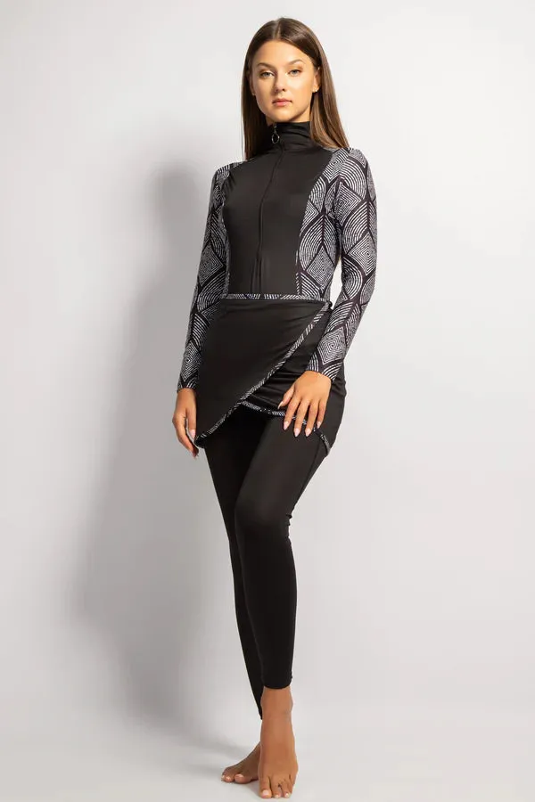 MINERVA SECRETS 4PACK FULL BODY BURKINI ONE PIECE SWIMSUIT WITH BEACH SKIRT AND PANTS AND SWIM CAP