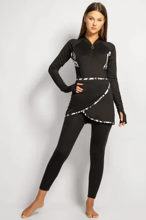 MINERVA SECRETS 4PACK FULL BODY BURKINI ONE PIECE SWIMSUIT WITH BEACH SKIRT AND PANTS AND SWIM CAP