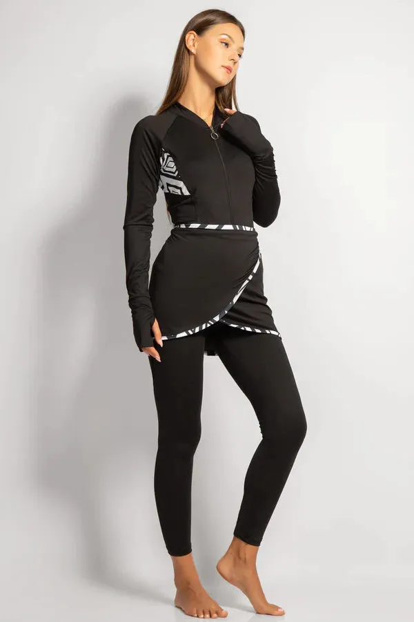 MINERVA SECRETS 4PACK FULL BODY BURKINI ONE PIECE SWIMSUIT WITH BEACH SKIRT AND PANTS AND SWIM CAP