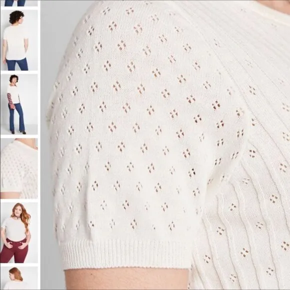 ModCloth White Cable Knit My Treat Neutral Pullover Sweater Sizes 1X New