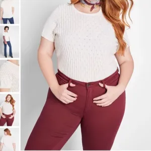 ModCloth White Cable Knit My Treat Neutral Pullover Sweater Sizes 1X New