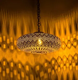 Moroccan Hanging Chandelier - Brass Pendant Light, Moroccan Light Fixtures, Moroccan Lantern