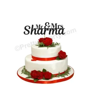 Mr and Mrs with Surname Cake Topper