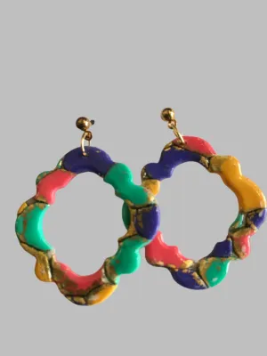 Multi Color Octagon Earrings