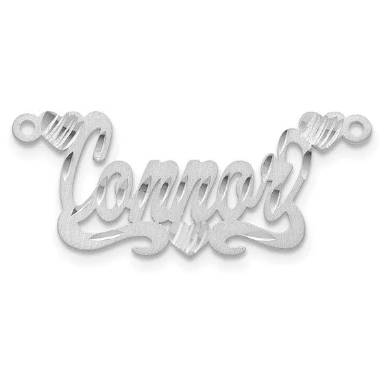 Name Plate Pendant with 3 hearts - Brushed Diamond-cut