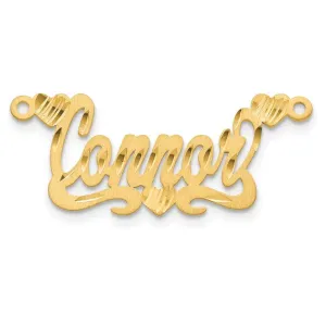 Name Plate Pendant with 3 hearts - Brushed Diamond-cut