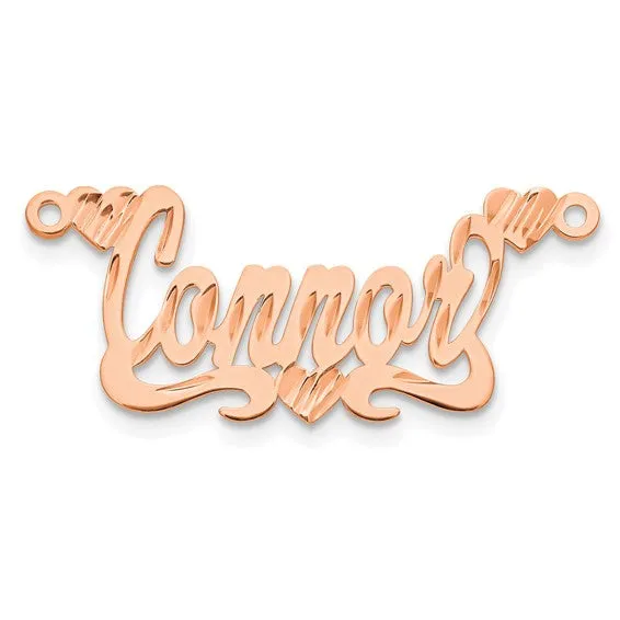 Name Plate Pendant with 3 hearts - Polished Diamond-cut