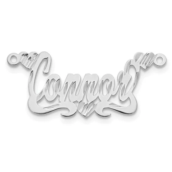 Name Plate Pendant with 3 hearts - Polished Diamond-cut