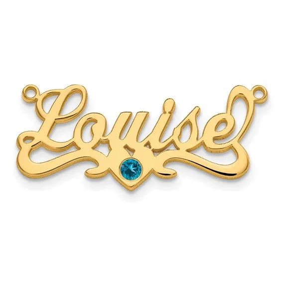 Name Plate Pendant with Birthstone