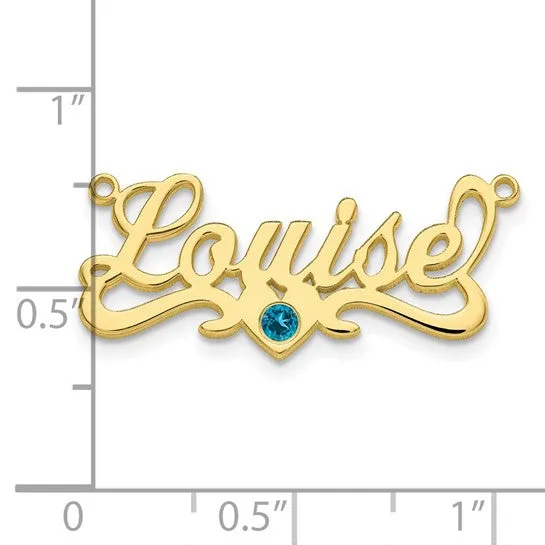 Name Plate Pendant with Birthstone