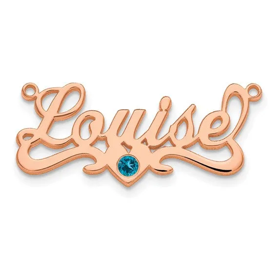Name Plate Pendant with Birthstone