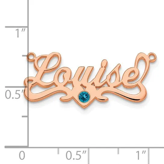 Name Plate Pendant with Birthstone