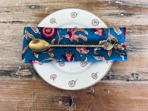 Napkin - Deep Sea Blue & Red Floral