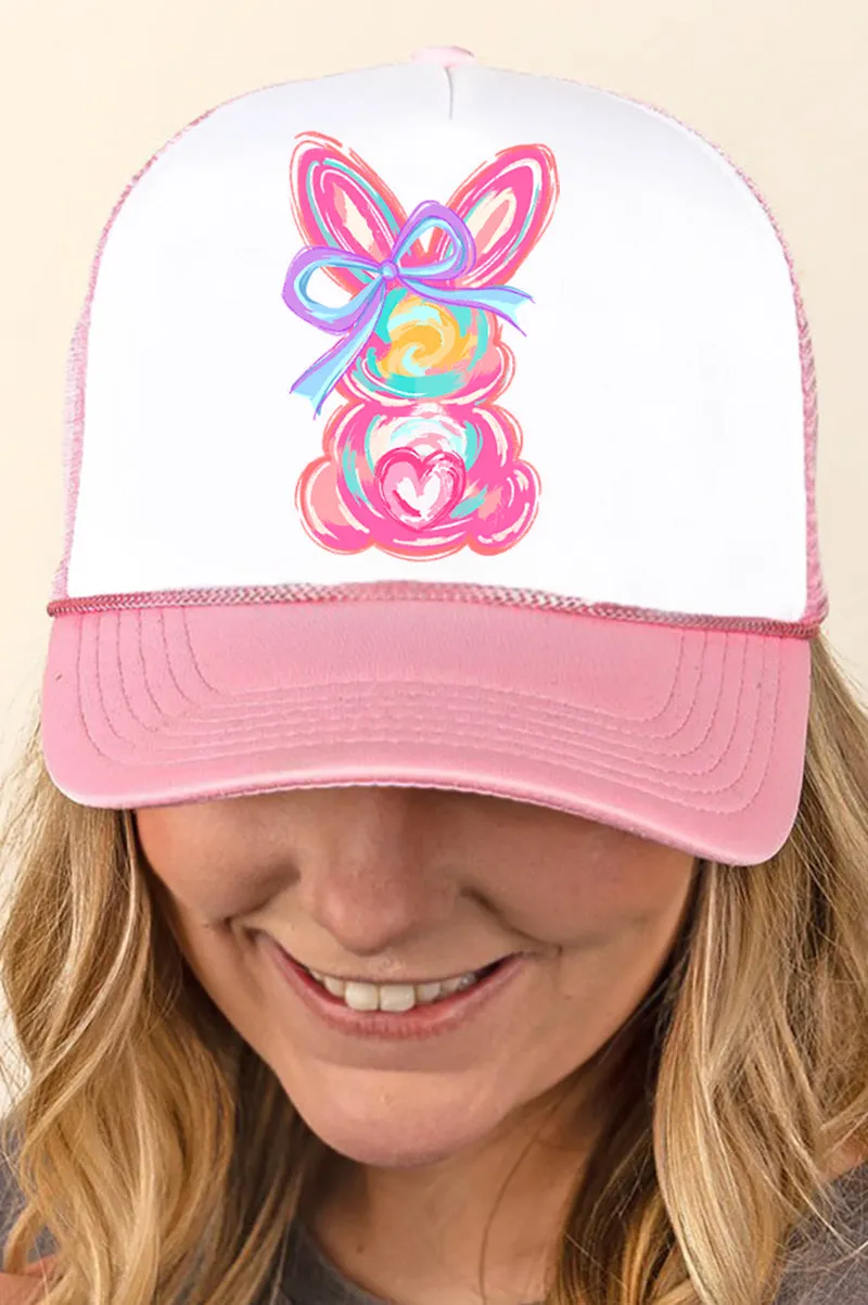 Neon Bunny Bow Foam Mesh Back Trucker Cap