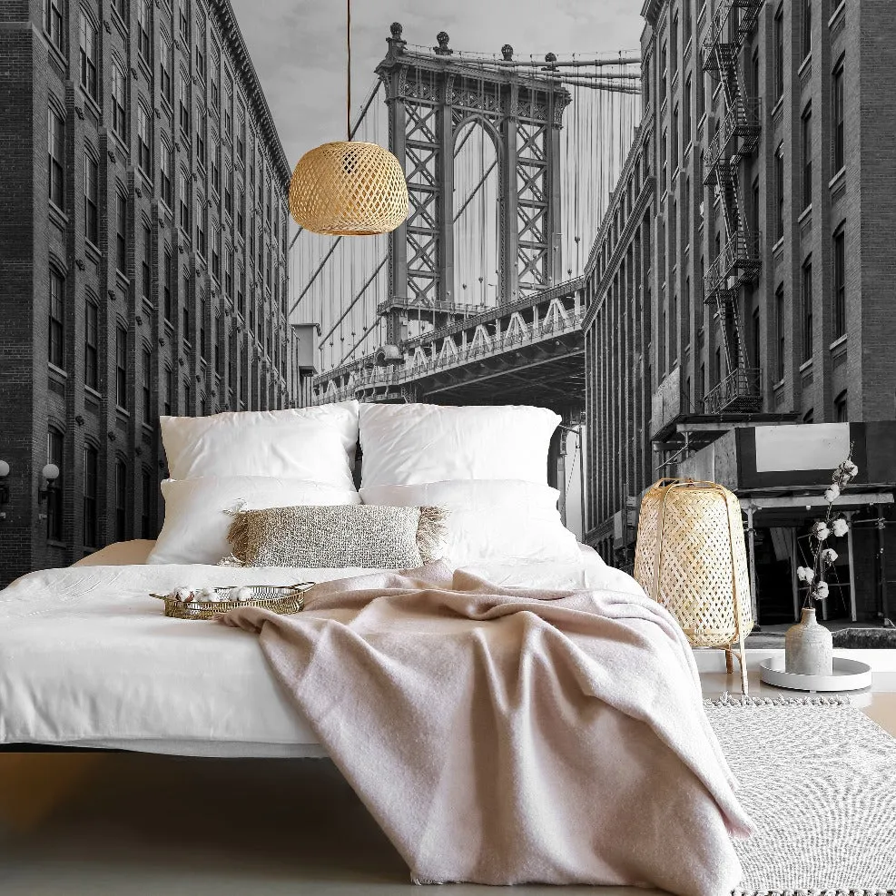 New York Bridge Wallpaper Mural - Black and White