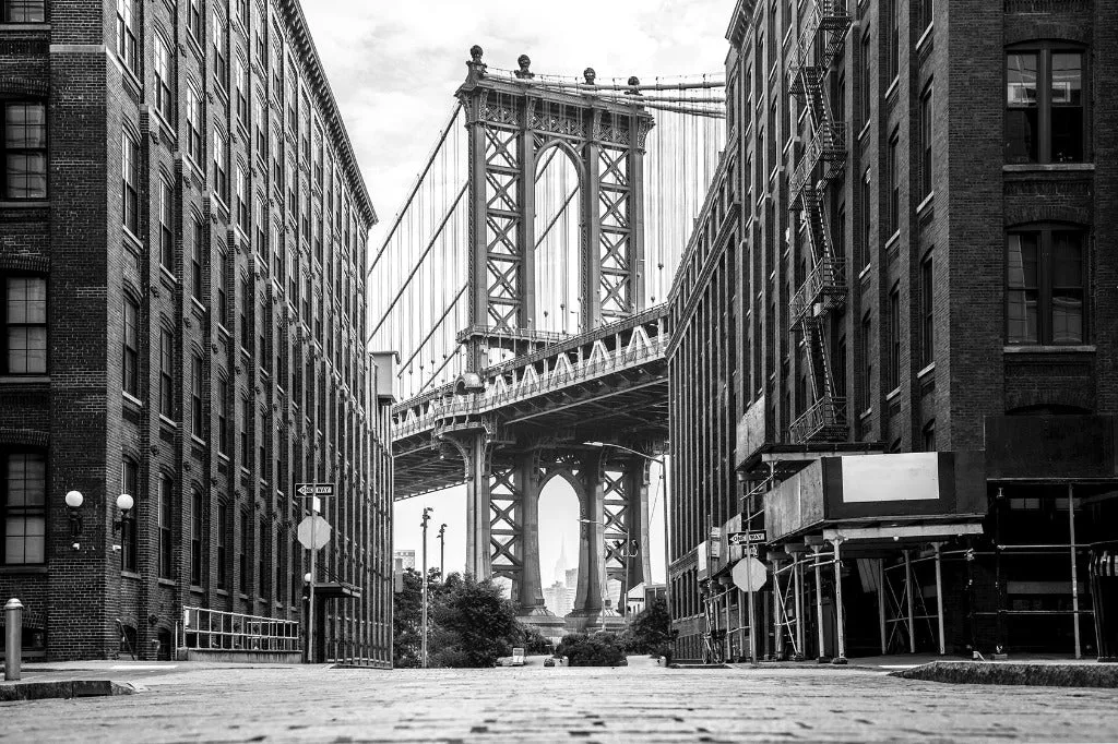 New York Bridge Wallpaper Mural - Black and White