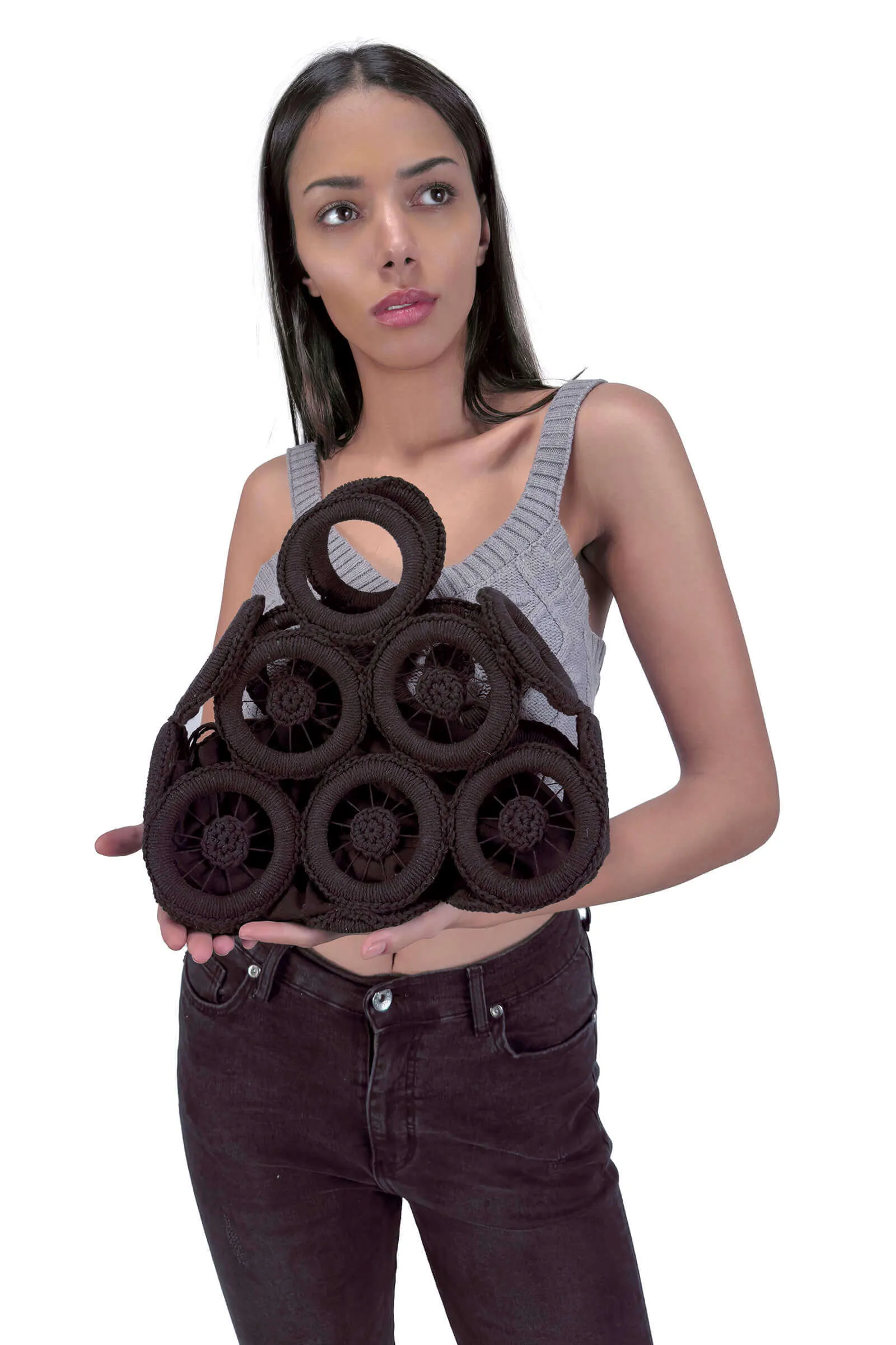 Noir Luna Circular Statement Bag