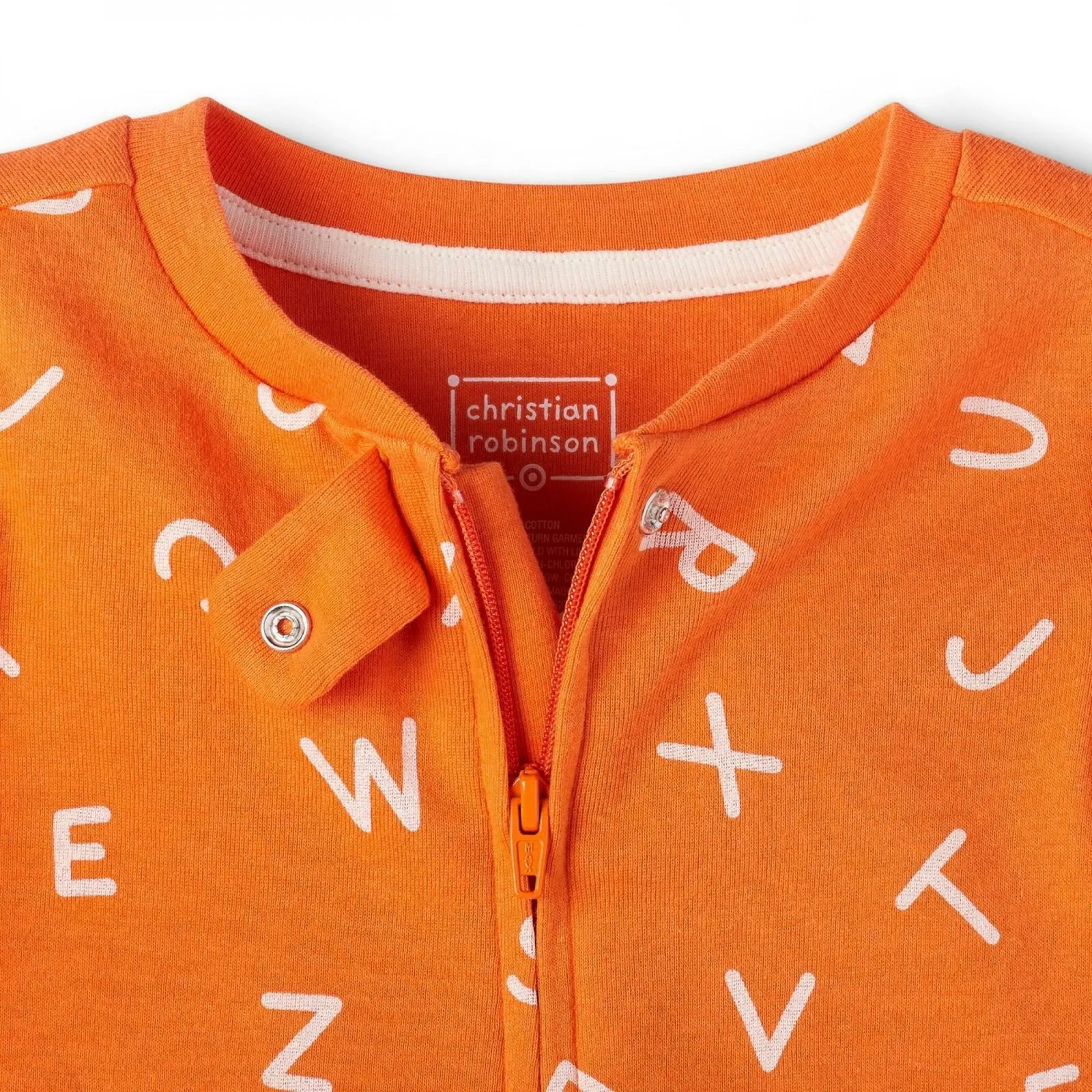 NWT Christian Robinson Baby Alphabet Front Zipper One Piece Pajama 0-3 Months