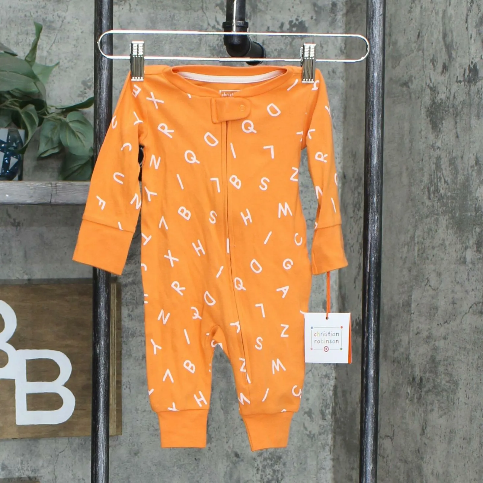 NWT Christian Robinson Baby Alphabet Front Zipper One Piece Pajama 0-3 Months