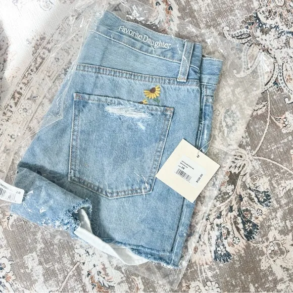 NWT Favorite Daughter The Juni High Waist Cutoff Denim Shorts Brooklyn Flower 28