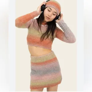 NWT find me now rainbow wool soft skirt Sz small with Ribbed Texture stretchy
