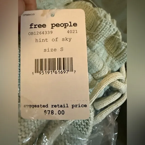 NWT Free People Summertime Blues Knit Short in Hint Of Sky Crochet Tie Waist