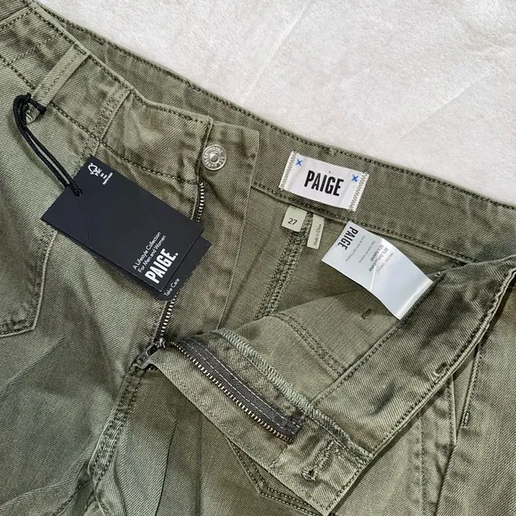 NWT Paige Mayslie Utility Short in Vintage Ivy Green