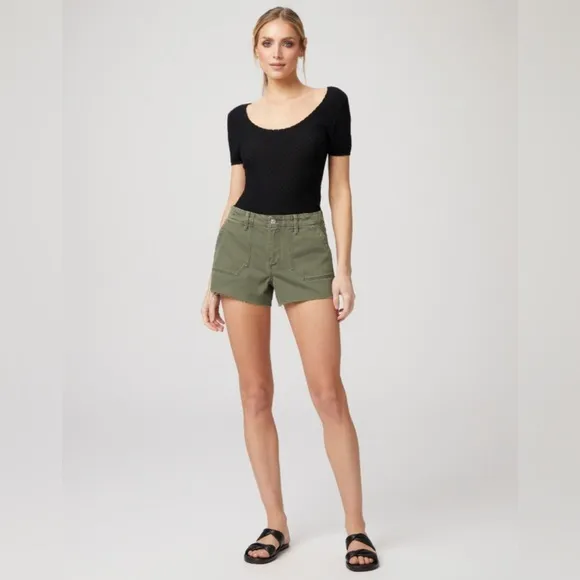 NWT Paige Mayslie Utility Short in Vintage Ivy Green