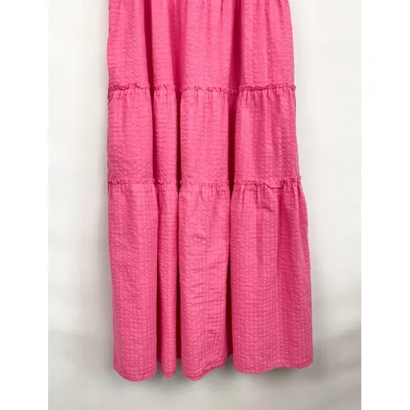 Old Navy Flutter Sleeve Tiered Smocked Midi Swing Dress, Pink - Size L
